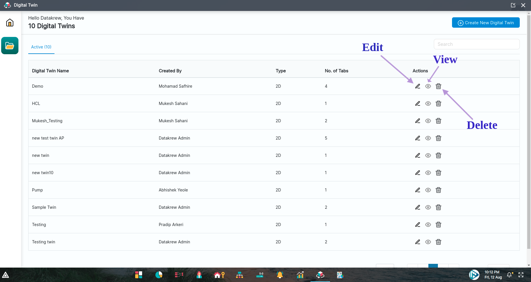 Digital Twin Actions