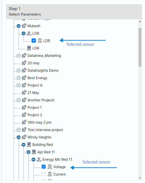 Selected parameter icon